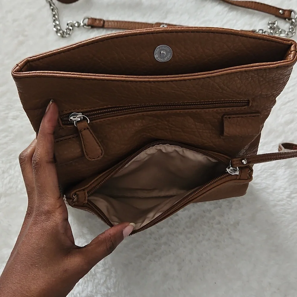 Nine West Crossbody Purse Convertible Wristlet Bag Brown Detachable Strap - Picture 6 of 12